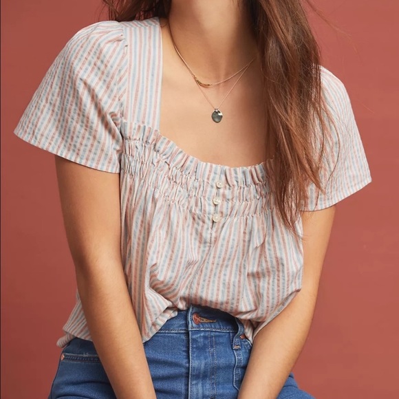 Anthropologie Tops - Anthropologie Striped Smocked Top by Isabella Sinclair Sz S EUC